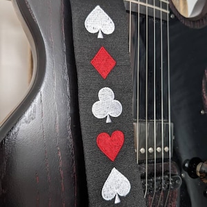Guitar Strap Ace of Spades, poker EMBROIDERED custom made Bass/Electric/Acoustic gift for Graduation, musician, Dad, friend, band, teacher image 1