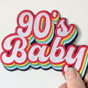90s BABY Bubble Rainbow Embroidered Retro Patch Applique Badge