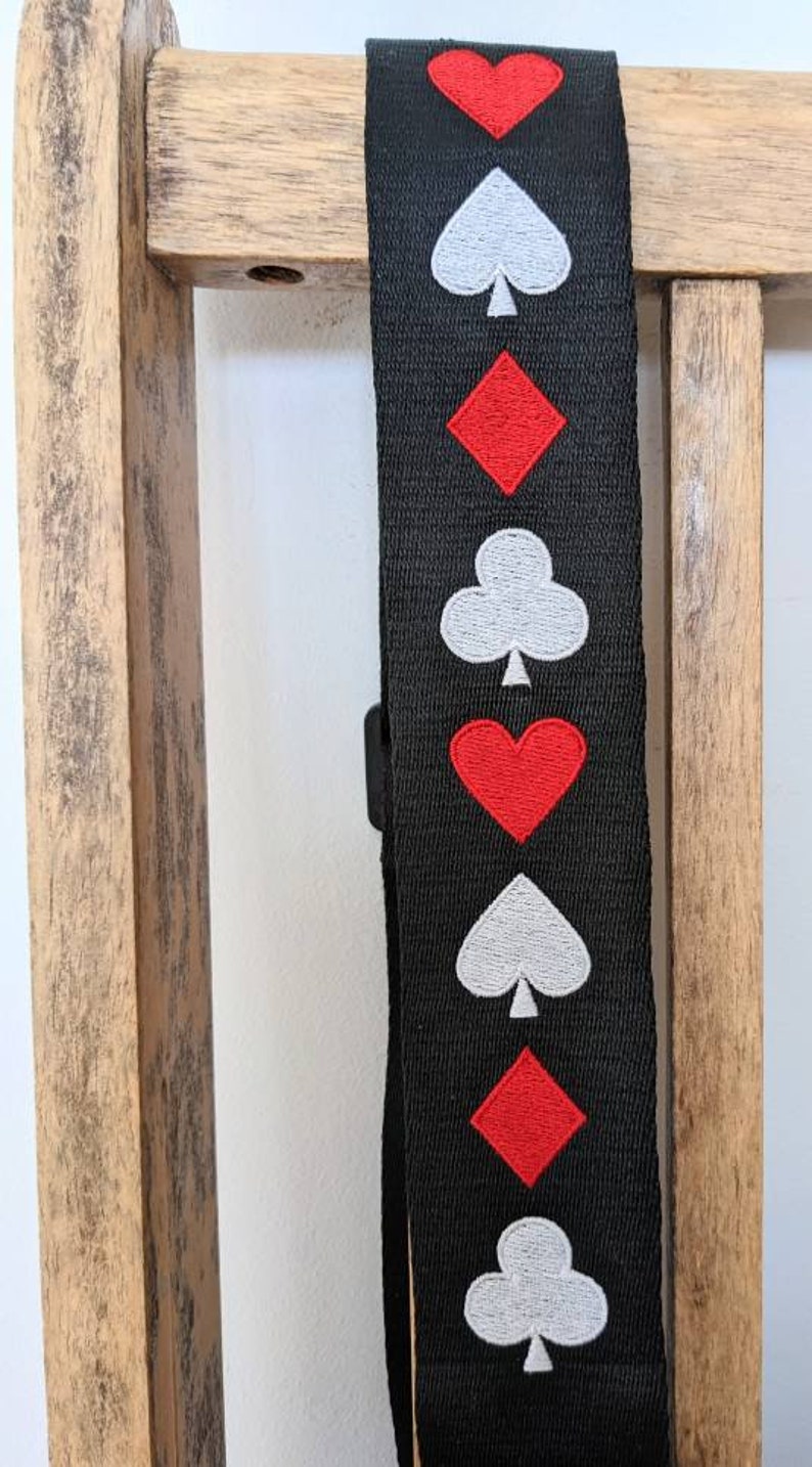 Guitar Strap Ace of Spades, poker EMBROIDERED custom made Bass/Electric/Acoustic gift for Graduation, musician, Dad, friend, band, teacher image 2