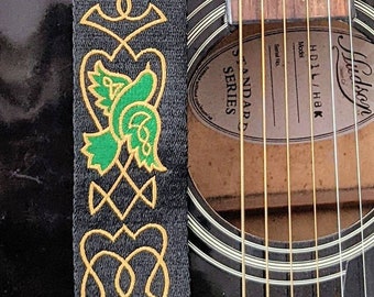 Guitar Strap Celtic Irish EMBROIDERED custom made Bass/Electric/Acoustic gift for Graduation, musician, Dad, friend, band, teacher