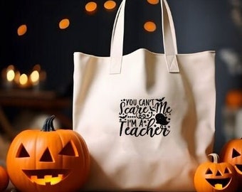 Halloween Teacher Tote Bag Shopper with Long Handles