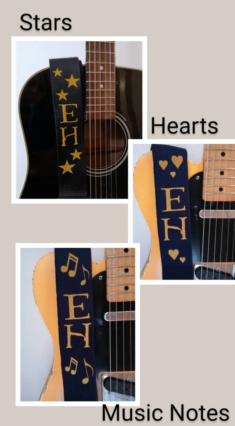 Guitar Strap Personalised EMBROIDERED for Bass/Electric/Acoustic gift for Graduation, musician, Dad, friend, band, teacher Guitar Gift afbeelding 2