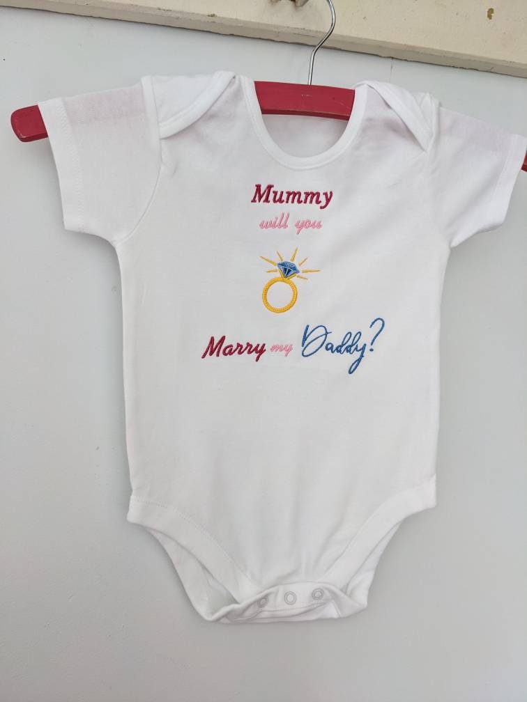 Marriage Proposal Baby Bodysuit: Mummy Will You Marry My Daddy? - UK