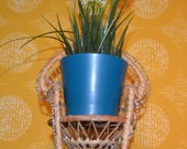 Vintage Flower Bank Doll Seed Basket Basket 70s Retro Design Wicker Chair Retro Mid Century Peacock