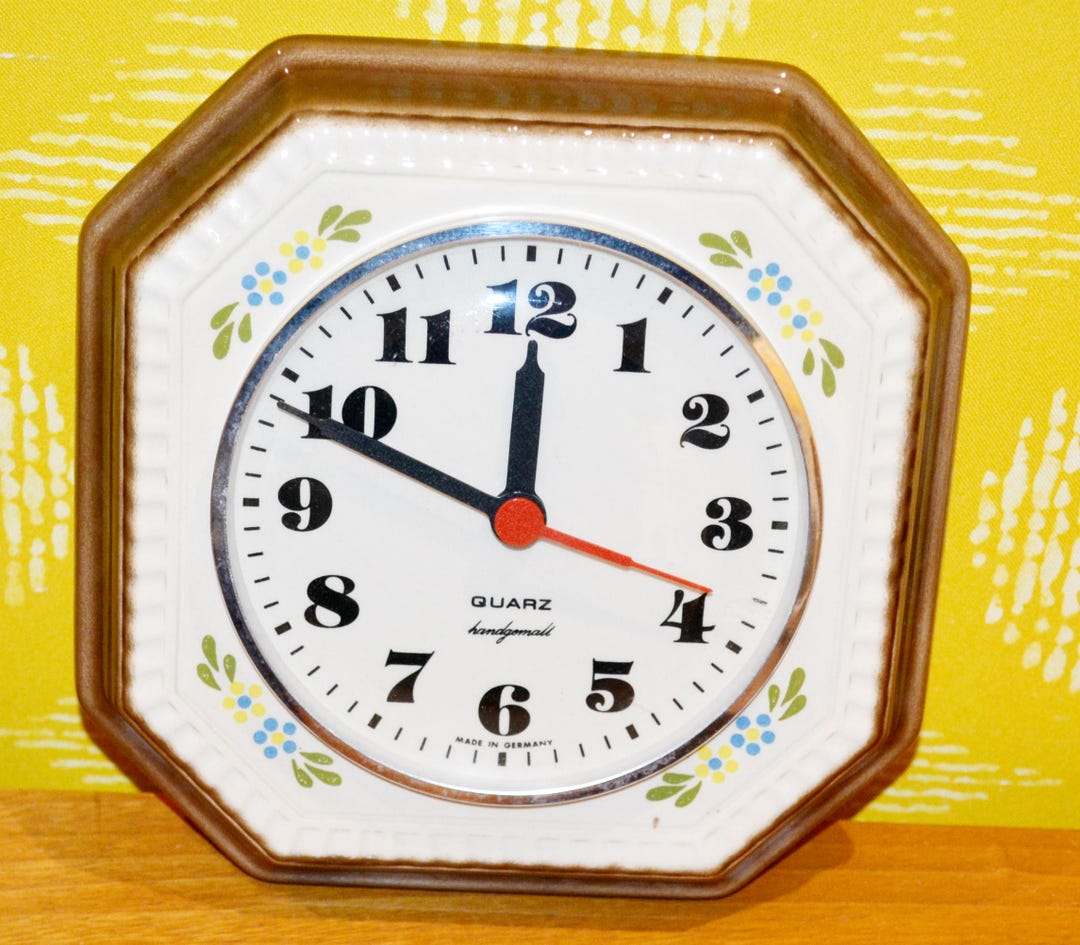 Vintage Ceramic Wall Clock Brown/beige 70s Retro Clock Seventies