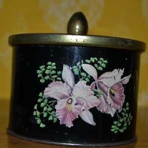 Vintage tin can black 50s retro mid century