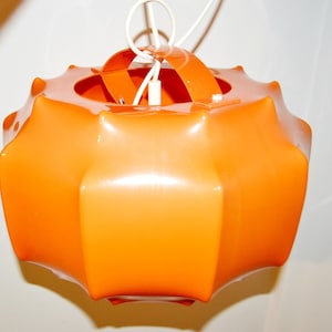 Vintage hanging lamp / light by Ilka Plast plastic orange 70s lamp, retro, mid century, space age, flower power