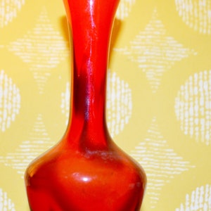 Vintage Glass Vase 70s Red Space Age Retro Seventies Mid Century