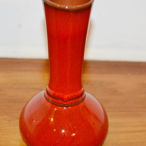 Vintage Ceramic Vase Red 70s Seventies Retro Design Mid Century Space Age