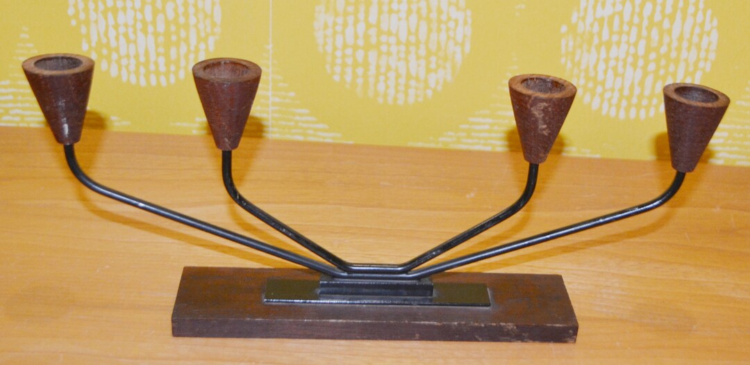 Vintage Candle Holder Teak Wood Decoration 60s Retro Mid Century Danish ...