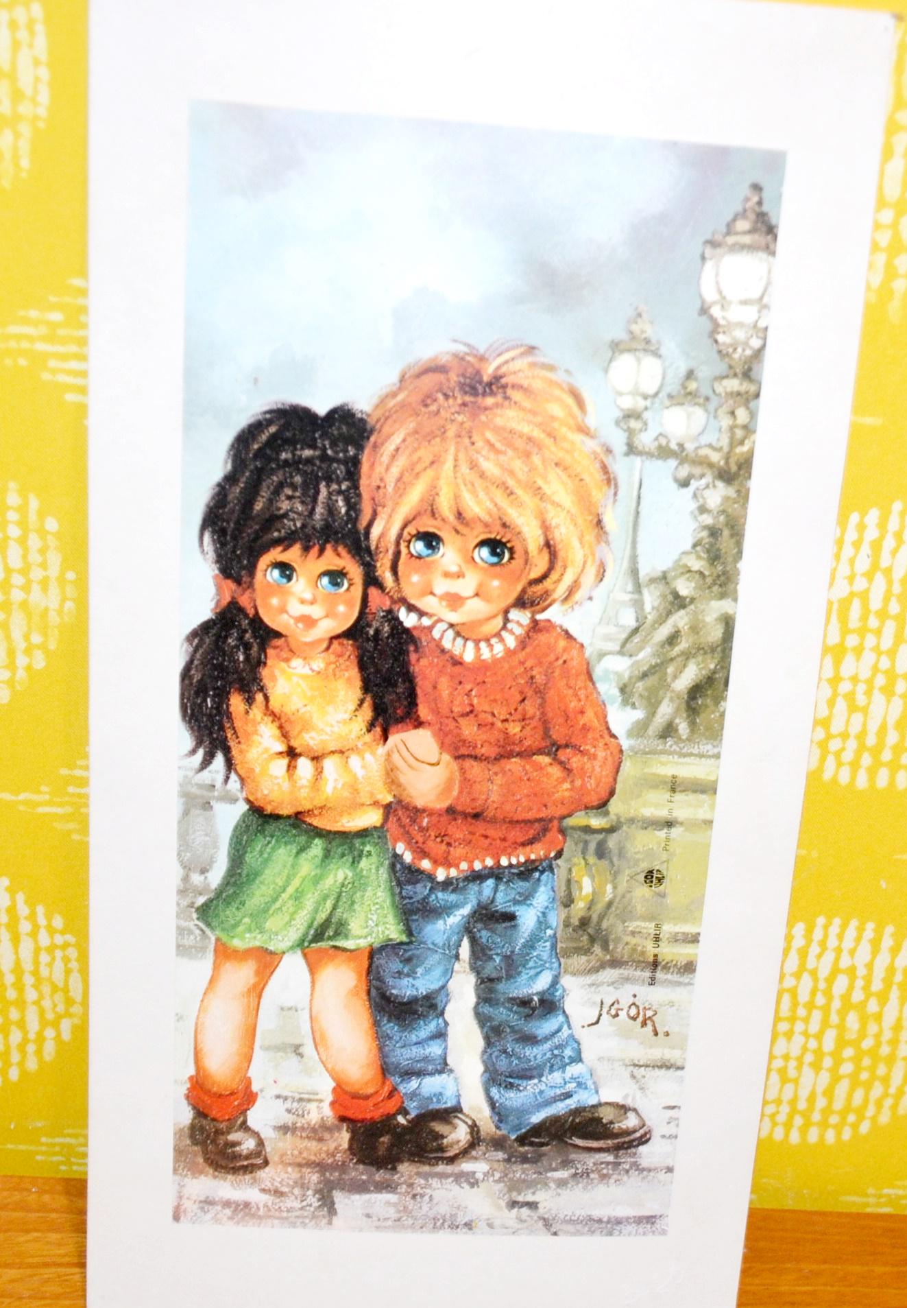 Beautiful Vintage Paper Picture, 70s Wall Art, Wall Prints, Big