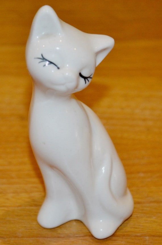 ヴィンテージ 陶器 猫の置物 白 西ドイツ 70年代 レトロ ミッド