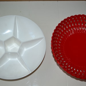 Emsa snack bowl bowl party plastic 70s basket bowl white / red