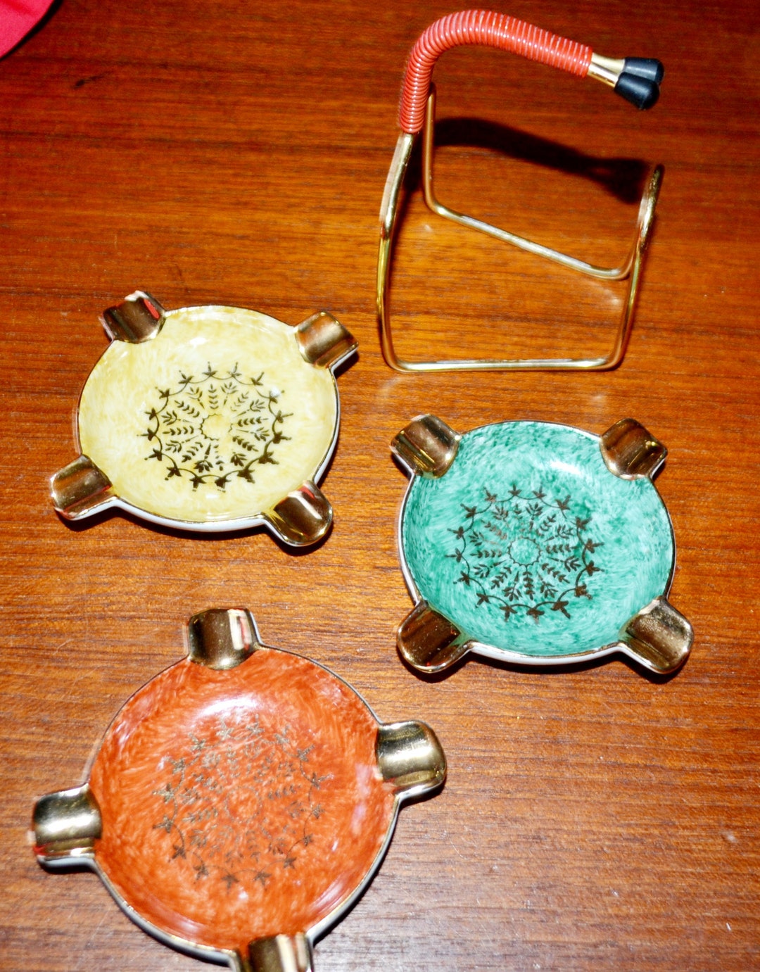 Vintage Ceramic Ashtray Set Colorful With Frame 50s Rockabilly Retro ...