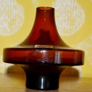Vintage Glass Vase Brown 70s Space Age Design Retro Mid Century Shabby Chic Country Style