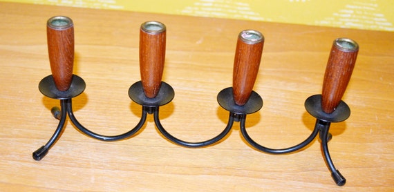 北欧ヴィンテージ デンマーク チーク キャンドルホルダー ミッド