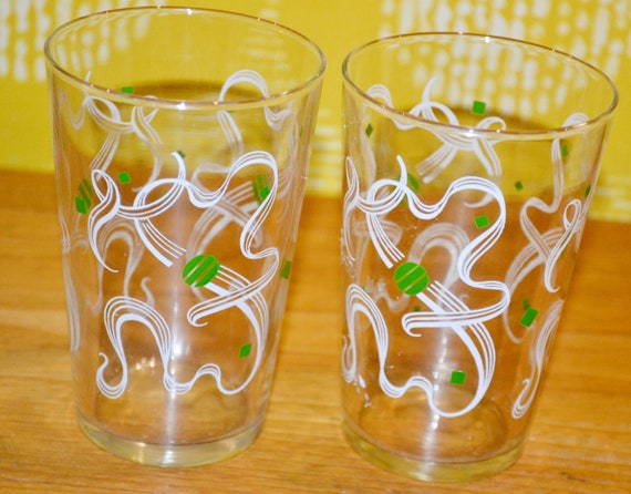 2x Beautiful Vintage Juice Glasses, Glass Glasses, Seventies 70s Retro  Design, Mid Century Vintage Glass, Country Style, Shabby Chic