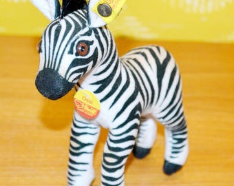 Vintage Steiff Plush Toy Grant Zebra Zoelle, Retro Mid-century