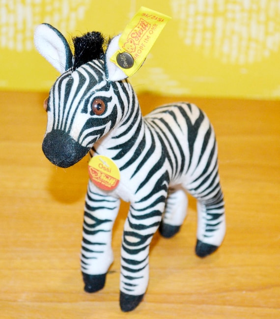 Vintage Steiff Plush Toy Grant Zebra Zoelle, Retro Mid-century