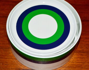 Vintage Coaster Plastic Green/White Retro 70s Mid Century Space Age Retro Mid Century