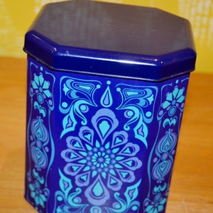 Beautiful colorful vintage tin can 70s retro mid century shabby chic country style