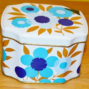 Vintage Tin Can White/Blue Seventies 50s Fifties Rockabilly Retro Mid Century Space Age
