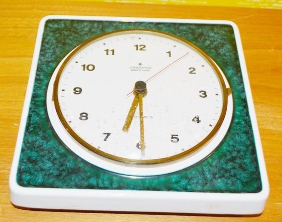 Horloge Murale Junghans Céramique Jaune - Mécanisme D'origine - Vintage