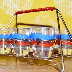 Set di bicchieri da grappa vintage anni &#39;50, design rockabilly retrò, metà secolo, anni &#39;50, rockabilly