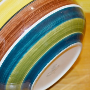 Large vintage ceramic bowl brown/colored 70s retro mid century seventies country style shabby chic