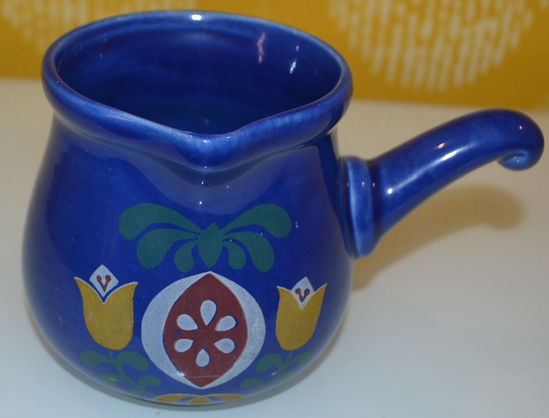 Vintage Ceramic Milk Jug Blue 70s Seventies Retro Mid Century WGK