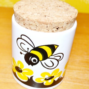 Wächtersbach Lid Tin 70s Bee White/Yellow Seventies Retro Mid Century Country Style Shabby Chic WGK