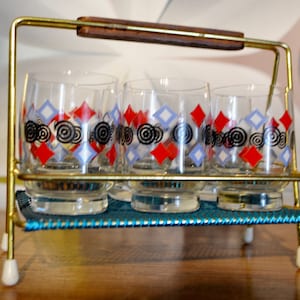 Vintage schnapps glasses set 50s rockabilly design