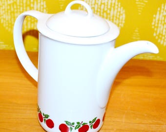 ヴィンテージコーヒーポット 白/赤陶器 70年代レトロ ミッド