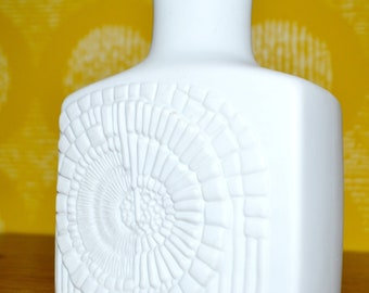 Jarrón de cerámica vintage, blanco, de AK Kaiser, OP Art WGK, diseño retro de los años 70, estilo espacial de mediados de siglo.