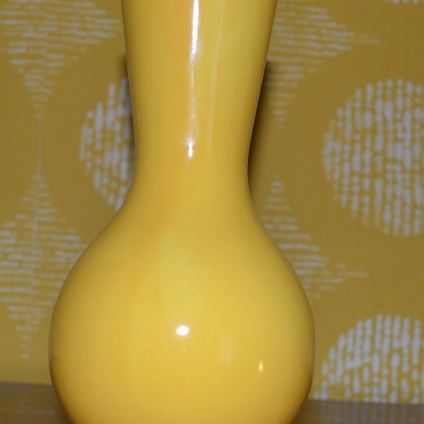 Beau vase en céramique vintage jaune années 70 Space Age Design Blanc WGK WGP Mid Century