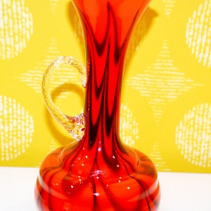 Vintage Opaline Glass Vase 60s 70s Orange / Red Seventies Retro Design Mid Century Space Age