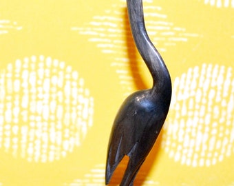 Vintage Figure Plastic Crane 60s Black Retro Mid Century Shabby Chic Country Style Fifties