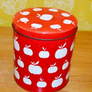 Vintage tin can apples red/white from the 70s Retro Seventies Mid Century Shabby Chic country style