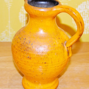 Vintage Ceramic Vase Orange 70s Retro Mid Century Space Age WGK Shabby Chic Country Style