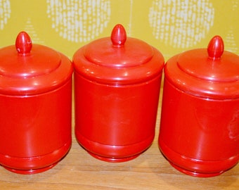 Vintage EMSA Can 70s Plastic Red Retro Seventies Mid Century Shabby Chic Country Style