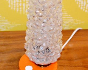 ヴィンテージガラス吊り下げランプ オレンジ/ホワイト 70年代 スペース