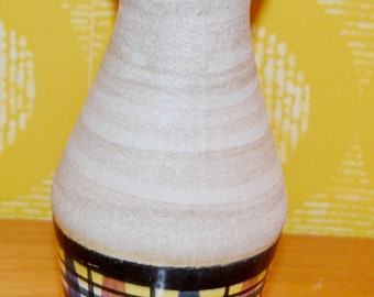 Vintage Vase 1950s Beige/Multicolored Ceramic Fifties Rockabilly Retro Mid Century Ostalgie Country Style Shabby Chic