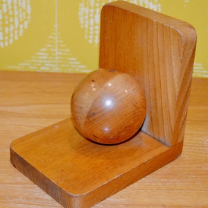Vintage wooden bookend ball brown/beige Art Deco 60s vintage design mid century bookends shabby chic country style