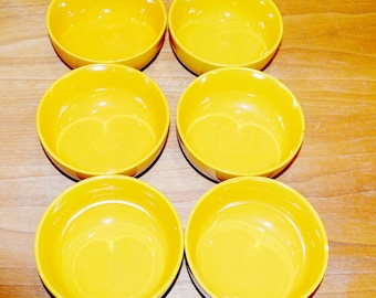 6x Vintage Dessertschälchen Dipschalen Melitta Heidelberg maisgelb   Seventies Klassiker 70er Jahre Geschirr Retro Design Space Age