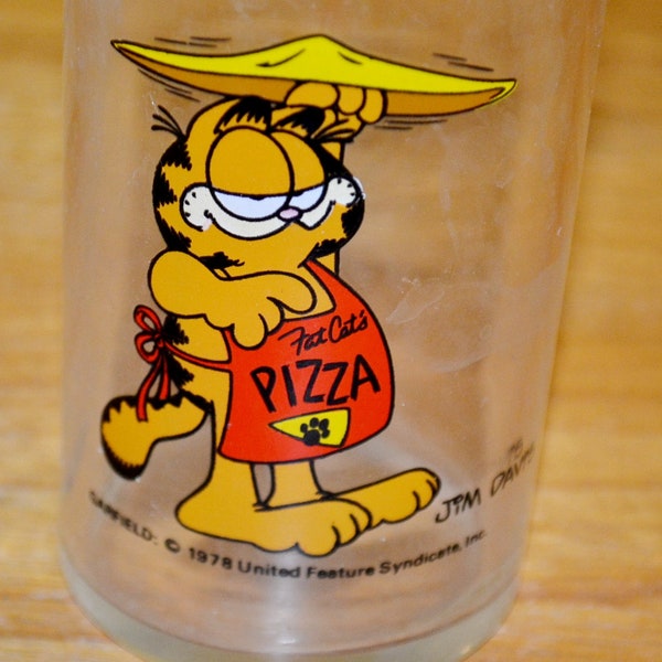 Vintage Glass Garfield 70s Retro, Mid Century Seventies Shabby Chic Country Style