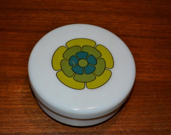 Vintage Lid Can Glass White 70s Retro Mid Century Space Age