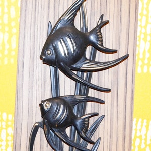 Vintage Wall Decoration / Picture Scalare Plastic Brown / Black / Gold 60s Retro Mid Century Sixties Art Shabby Chic Kitsch