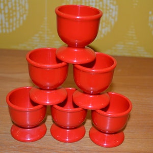 Vintage egg cup 70s by Emsa Red Retro Mid Century Seventies Shabby Chic Country Style