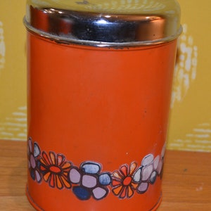 Vintage tin can from Brabantia 70s orange retro mid century shabby chic country style