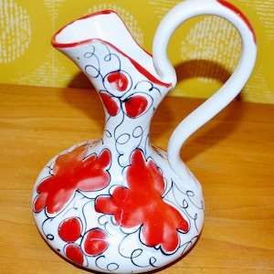 Beautiful vintage ceramic vase 70s white/red seventies retro design space age mid century WGK